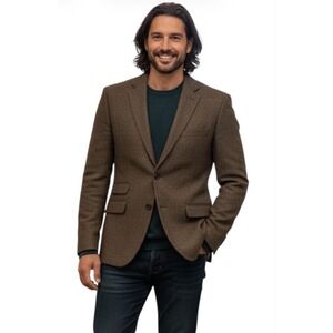 Auburn Willis BESPOKE Sport Coat English Fox Plaid Jacket Wool Blazer Sz Small